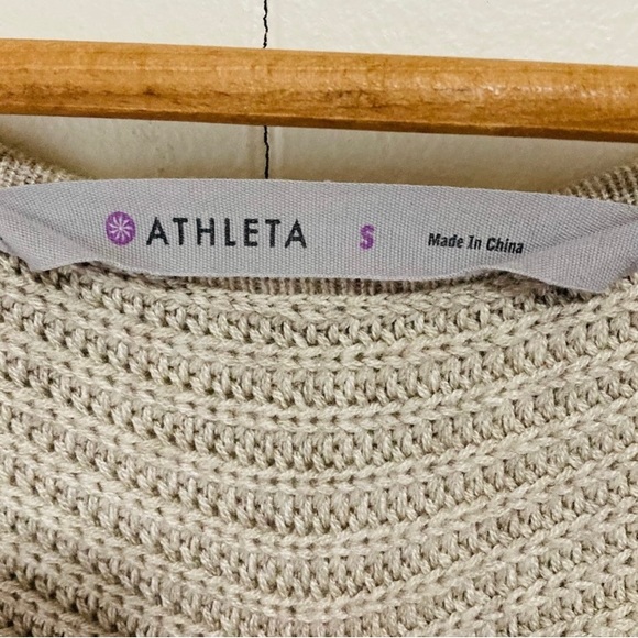 Athleta Huntly Knit Wool Blend Crewneck Oversized Oatmeal Sweater Sm - Picture 9 of 11